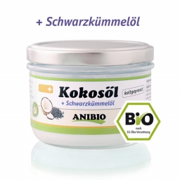 Anibio - Bio Kokosolie met Zwartekomijnolie , koudgeperst - 200ml