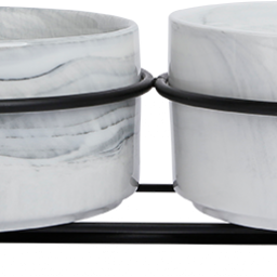 Animal Boulevard - Dubbel Keramische eetkom met metalen standaard - S