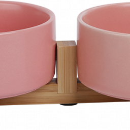 Jack&Vanilla - Dubbel keramische eetkom met bamboe standaard - M