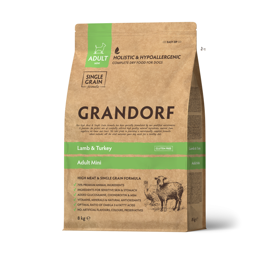 Grandorf - Adult Mini Rassen - Lam/Kalkoen/Bruine Rijst - 8 kg