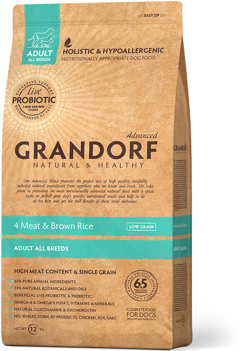 Grandorf - Adult Alle Rassen - 4 Meat/Bruine Rijst - 10 kg