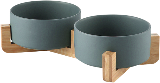 Jack&Vanilla - Dubbel keramische eetkom met bamboe standaard - S