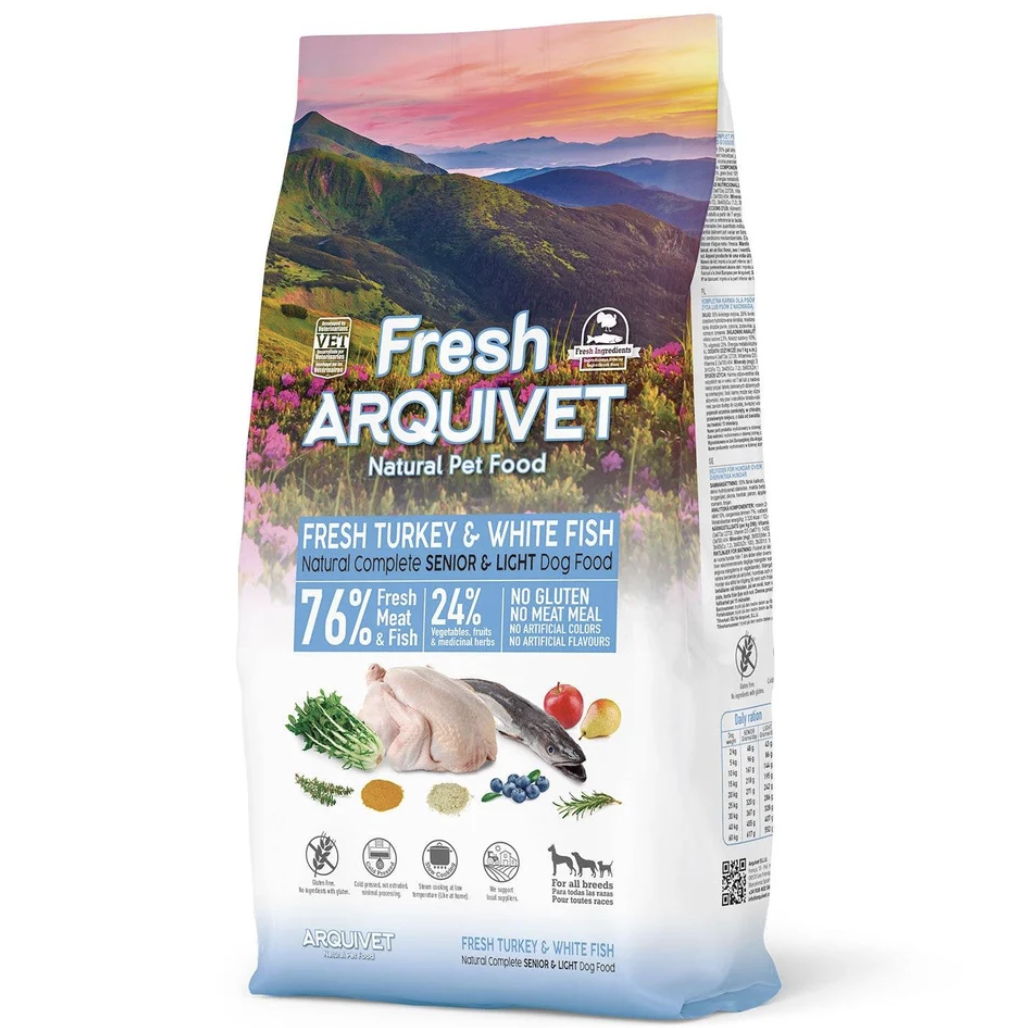 Arquivet Fresh - Senior & Light - Kalkoen & Witte Vis - 10 kg
