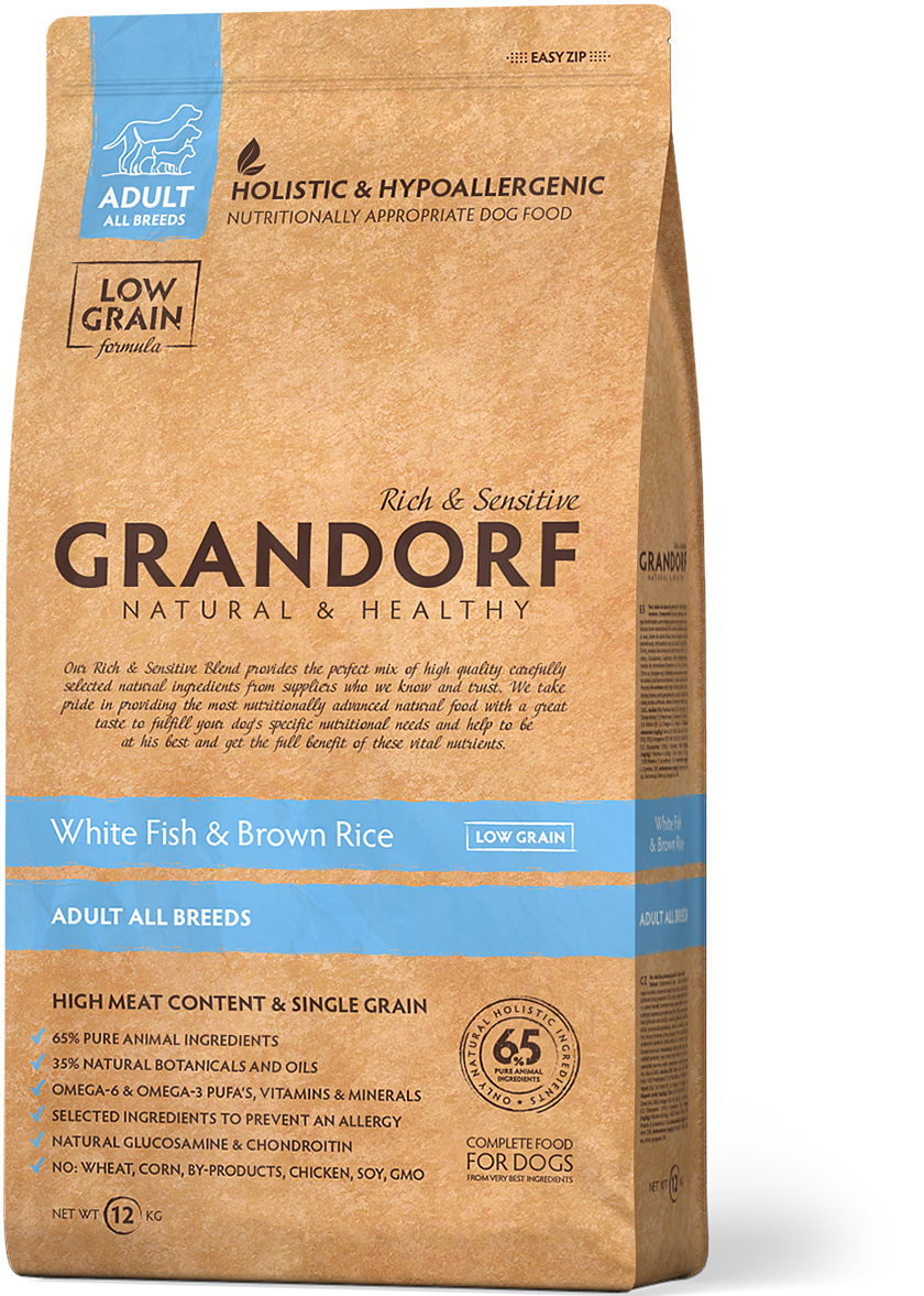 Grandorf - Adult Alle Rassen - Witte Vis/Bruine Rijst - 10 kg