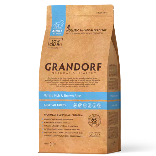 Grandorf - Adult Alle Rassen - Witte Vis/Bruine Rijst - 1 kg