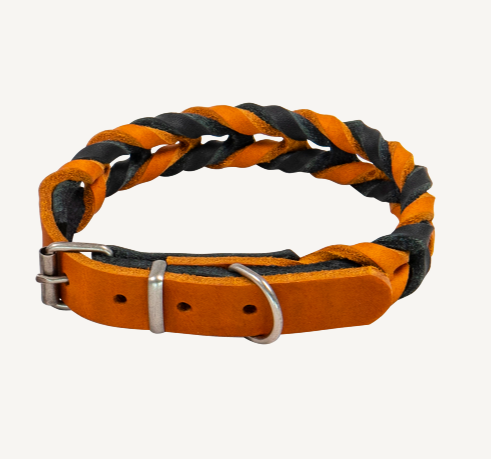 Country Leather - Gevlochten Halsband - 34-40 cm