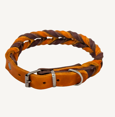 Country Leather - Gevlochten Halsband - 38-45 cm